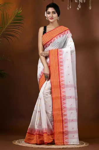 Floral pure cotton taant saree