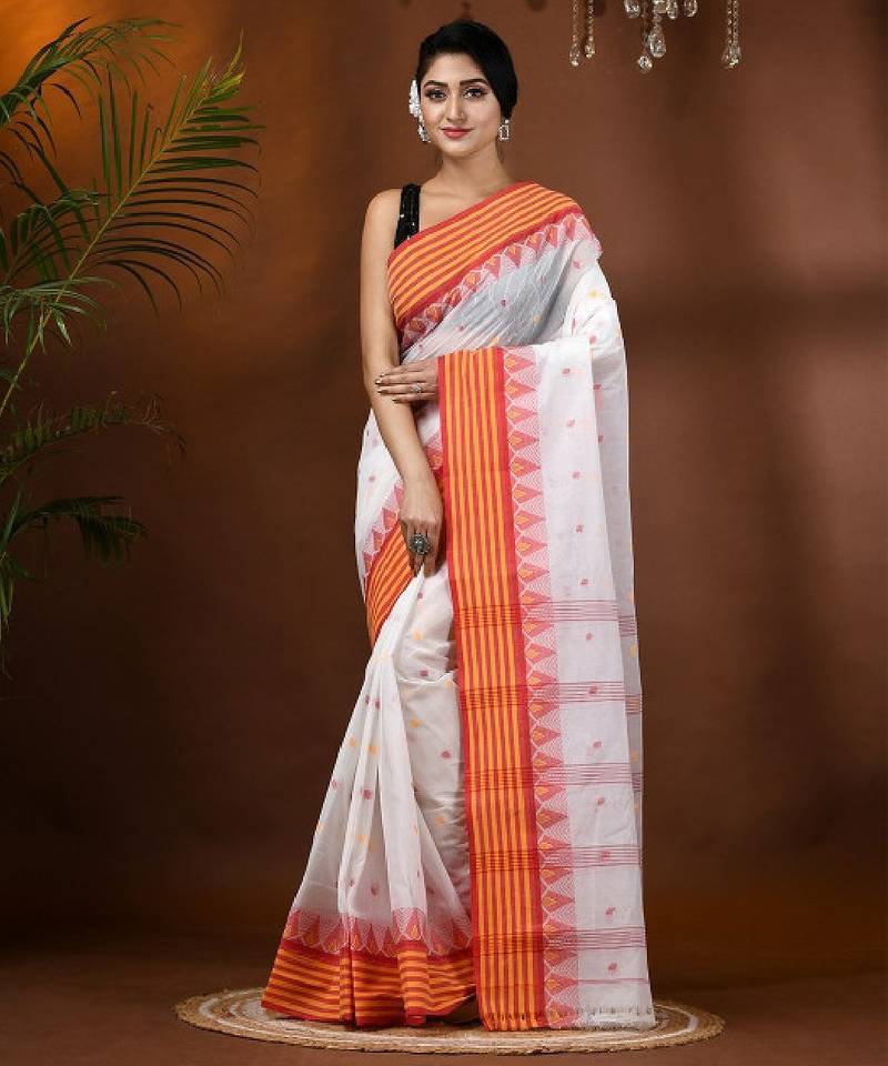 Floral pure cotton taant saree