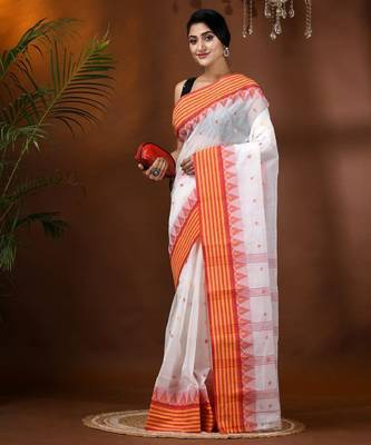 Floral pure cotton taant saree 2