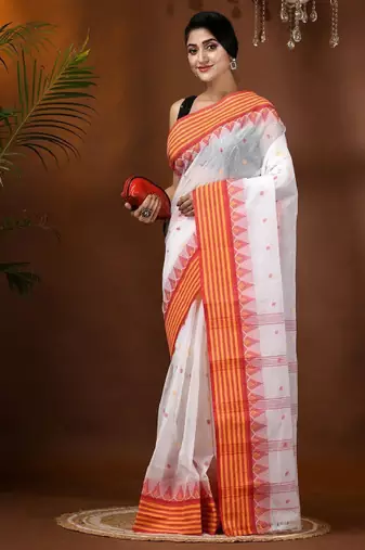 Floral pure cotton taant saree