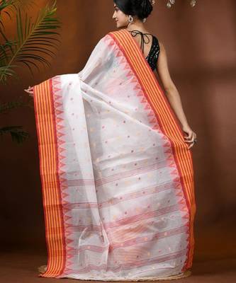 Floral pure cotton taant saree 3