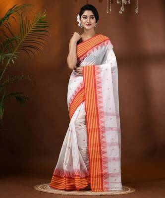 Floral pure cotton taant saree 4
