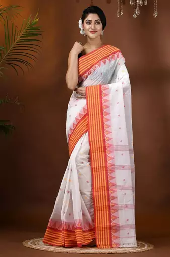 Floral pure cotton taant saree