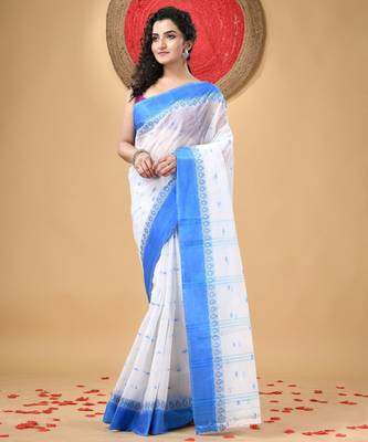 Phulkari pure cotton taant saree 1