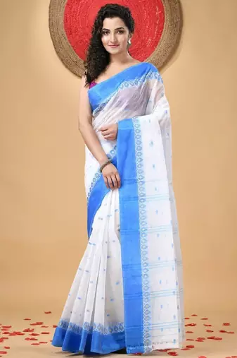 Phulkari pure cotton taant saree