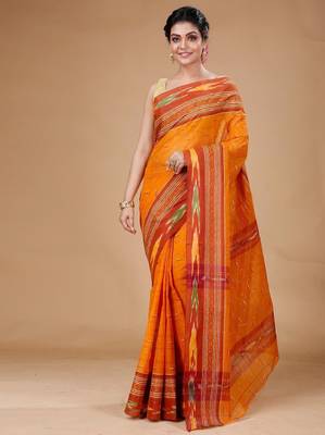 Ikkat woven design pure cotton taant saree 1