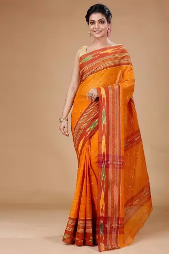 Ikkat woven design pure cotton taant saree