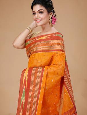 Ikkat woven design pure cotton taant saree 2