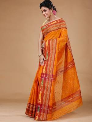 Ikkat woven design pure cotton taant saree 3