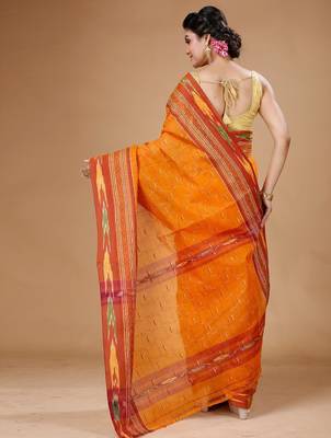 Ikkat woven design pure cotton taant saree 4