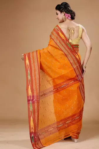 Ikkat woven design pure cotton taant saree