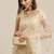 Off white & golden checked embroidered organza saree