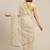 Off white & golden checked embroidered organza saree