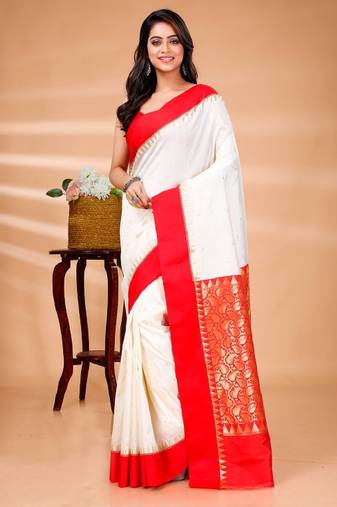 Geometric woven design zari pure cotton kanjeevaram saree