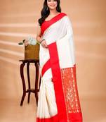 Geometric woven design zari pure cotton kanjeevaram saree