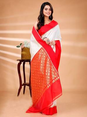 Geometric woven design zari pure cotton kanjeevaram saree 3