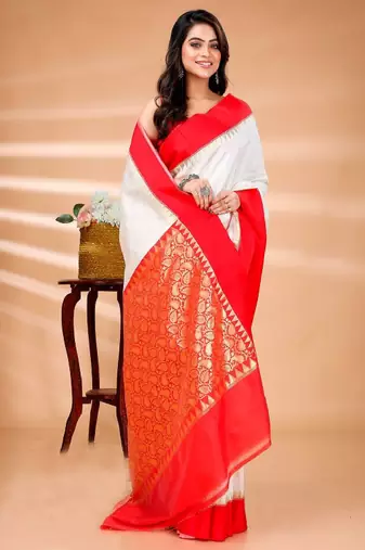 Geometric woven design zari pure cotton kanjeevaram saree