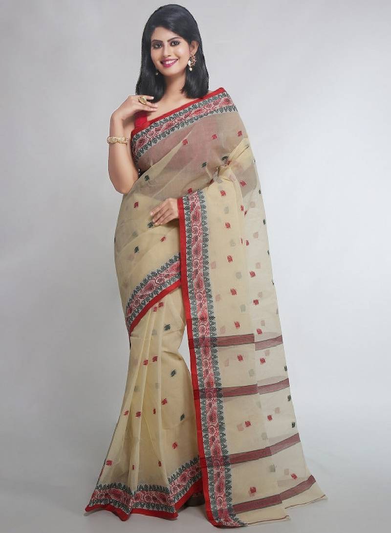Woven pure cotton taant saree