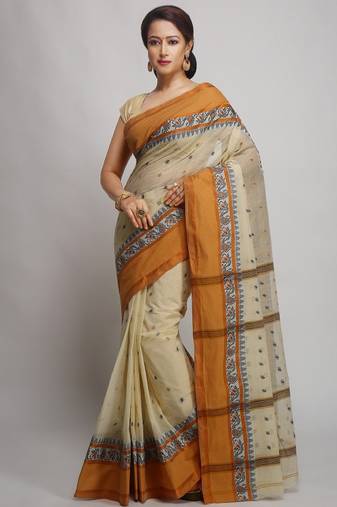 Ethnic motif pure cotton taant saree