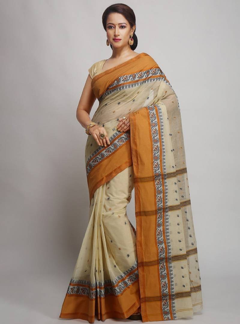 Ethnic motif pure cotton taant saree