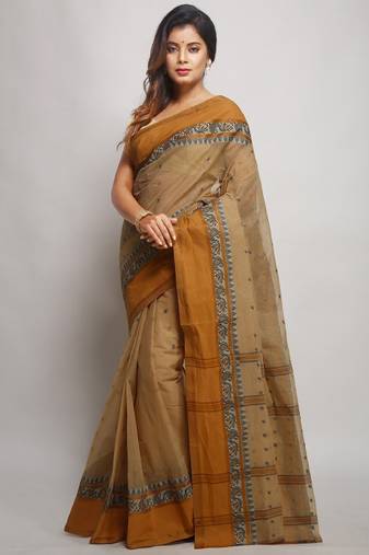 Pure cotton taant saree with paisley border