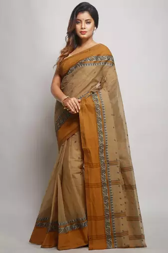 Pure cotton taant saree with paisley border