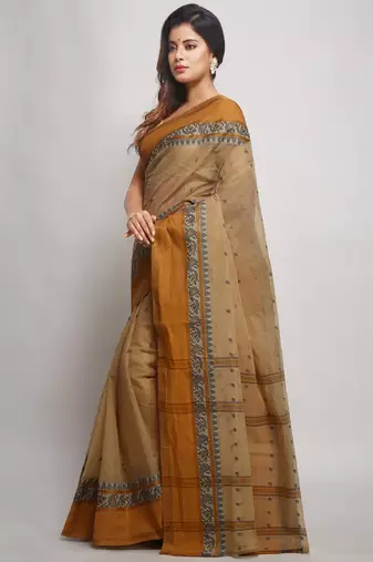 Pure cotton taant saree with paisley border