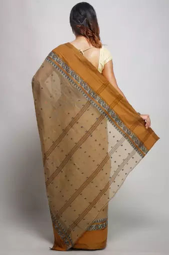 Pure cotton taant saree with paisley border
