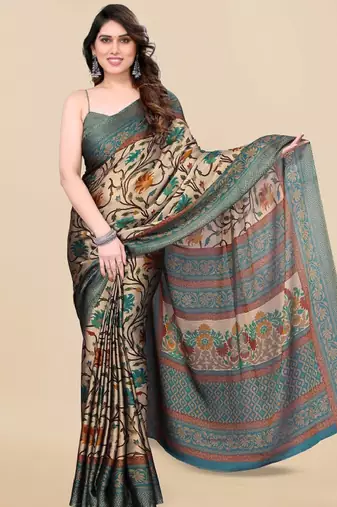 Floral printed chiffon saree