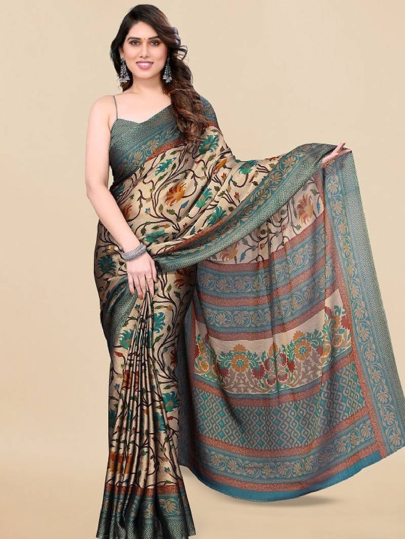 Floral printed chiffon saree