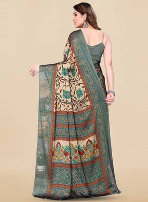 Floral printed chiffon saree 2