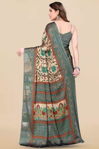 Floral printed chiffon saree