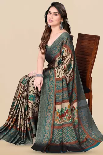 Floral printed chiffon saree