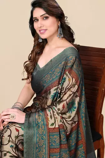Floral printed chiffon saree
