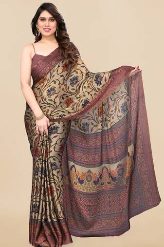 Floral poly chiffon saree