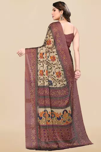 Floral poly chiffon saree