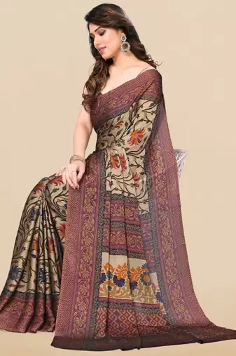 Floral poly chiffon saree