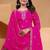 pink  designer silk blend  embroidery sharara suit set and dupatta for women's