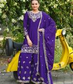 purple  palazzo suit with sequence work for women