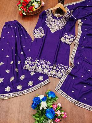 purple  palazzo suit with sequence work for women 5