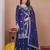  navy blue silk blend  embroidery party wear suit for women's