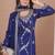  navy blue silk blend  embroidery party wear suit for women's