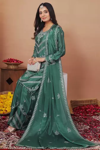 sea green  readymade palazzo suit for women's