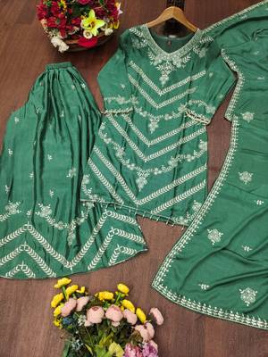 sea green  readymade palazzo suit for women's 5