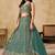 TURQUOISE SEQUINS & THREAD EMBROIDERED GEORGETTE STITCHED LEHENGA CHOLI