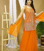traditional orange georgette embroidered salwar suit for wedding