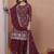 maroon readymade ladies designer natural crep ,sharara suit with dupatta 