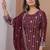 maroon readymade ladies designer natural crep ,sharara suit with dupatta 