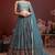 SKY BLUE DIGITAL PRINT & EMBROIDERY WITH REAL MIRROR CHINNON SILK STITCHED LEHENGA CHOLI