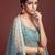 SKY BLUE DIGITAL PRINT & EMBROIDERY WITH REAL MIRROR CHINNON SILK STITCHED LEHENGA CHOLI